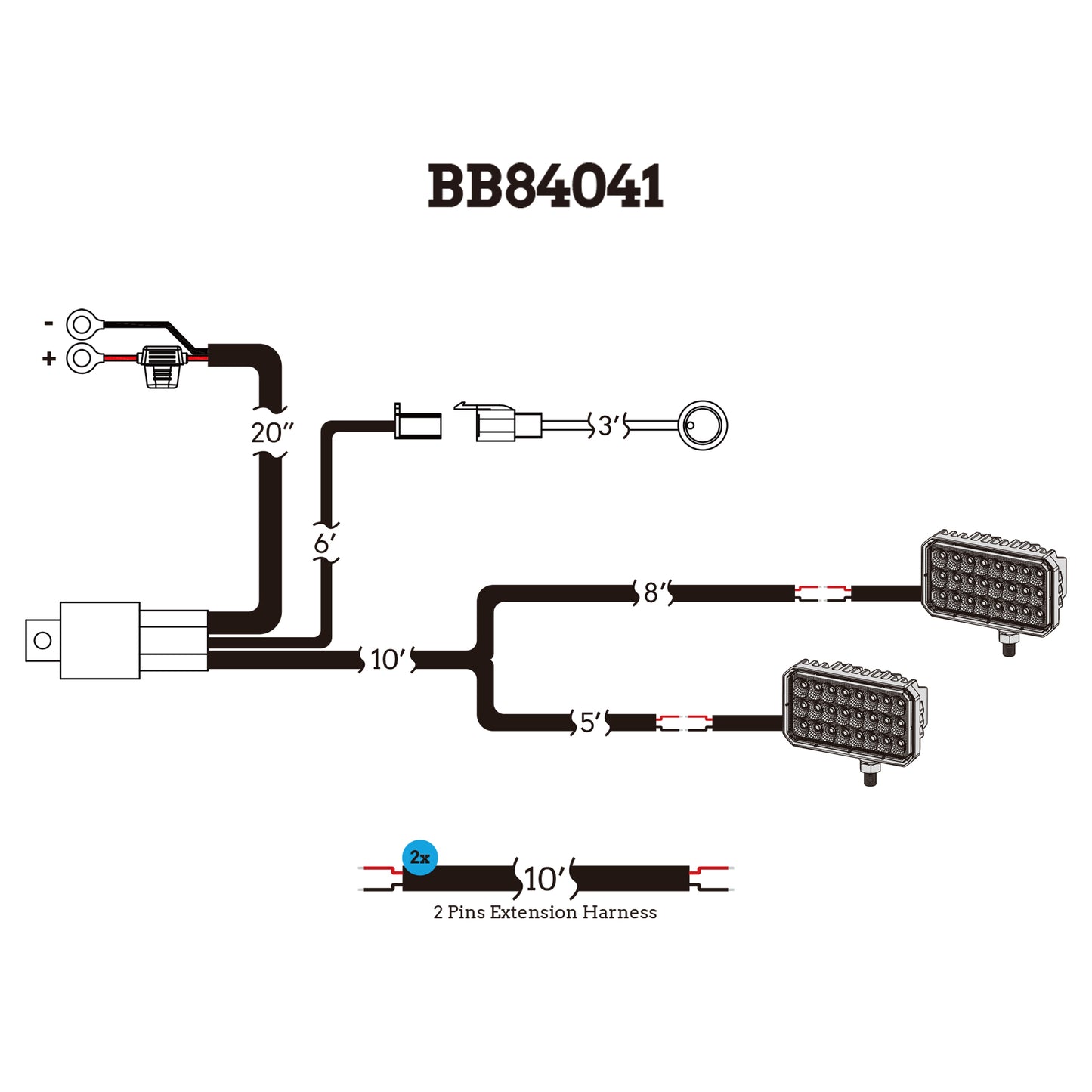 WorkLink™ Universal Single Color Work Light Harness 2 Lamps (1EA)