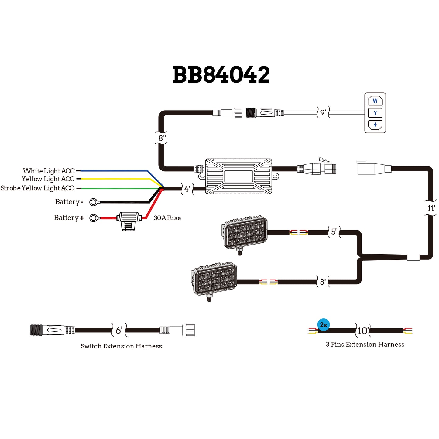 WorkLink™ Universal Dual Color Work Light Harness 2 Lamps